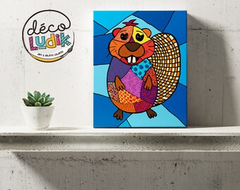 Beaver canvas, print art, wall art, beaver art print, home decor, beaver canvas print, nursery decor, kids room