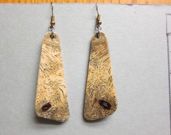 Rare, Sindora Burl Exotic Wood Dangle Earrings ExoticWoodJewelryAnd handcrafted ecofriendly