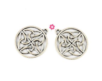 Pendant 2 x round Celtic knot silver 24mm (233D)