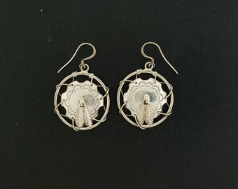 Vintage Navajo Concho feather dangle earrings