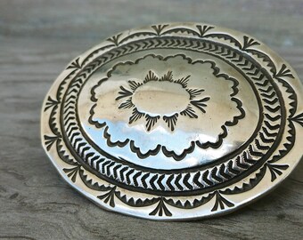 Beautiful Sterling Silver Patina Vintage Belt Buckle with Unique Arrow and Floral Design