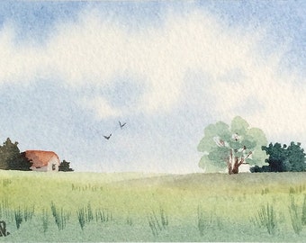 Original watercolor ACEO painting - Silent neighbor
