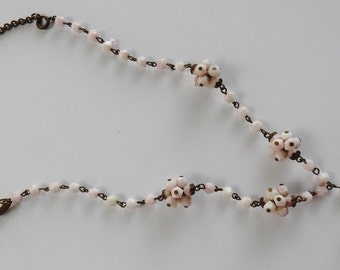 Antique Art Deco Pink Glass Necklace