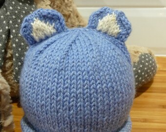 Blue Baby Bear Ear Hat - 1836