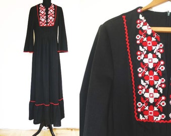 1970s Black Maxi Dress