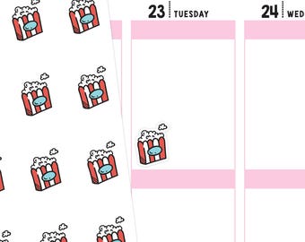 Popcorn Planner Stickers, Food Stickers, Movie Stickers