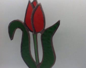 Stained glass flower suncatcher tulips