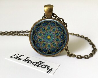Mandala Pendant, Colourful Mandala Necklace
