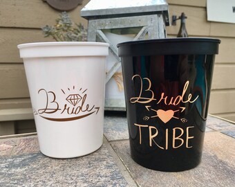 Bride Tribe Cups | Bachelorette Party Cups 16 0z | Bridal Party Stadium Cups | Black Bride Tribe Cups ON SALE!!!