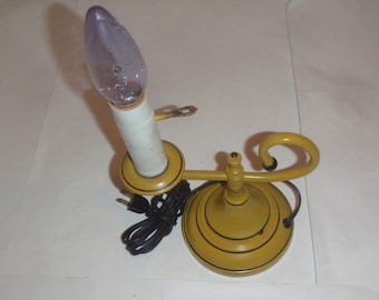Vintage Heyco Mustard Yellow Chamberstick Finger Electric Lamp