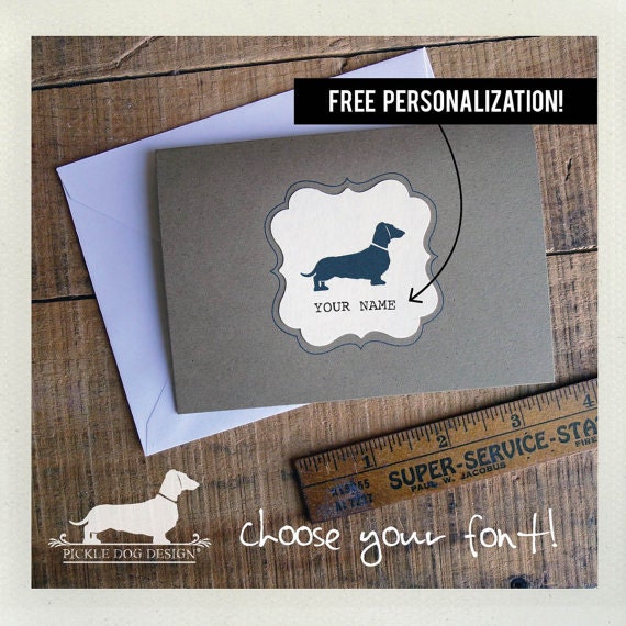 Doxie. Personalized Note Cards Set of 8 Hello Dog