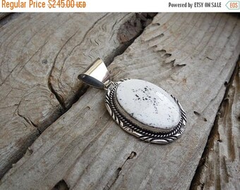 ON SALE Large White Buffalo pendant handmade and signed in sterling silver 925 by Pete Morgan, a Navajo silversmith