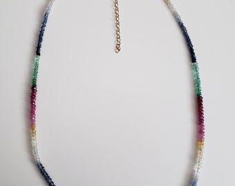 Citrine, Ruby, Sapphire, Emerald Necklace with 14K Gold filled extension