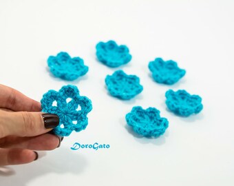 Crochet flower applique, Crochet flowers, Crochet applique, small crochet flowers, crochet Baby flowers, cards, embellishments /set of 7/