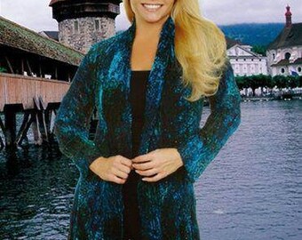 Teal Turquoise&Blues Stevie Nicks Style Bohemian Gypsy Velvet Kimono Duster