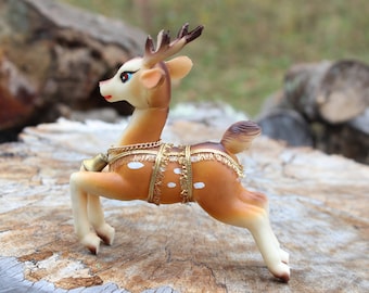 Vintage Japan Rubber Reindeer Christmas Decoration Plastic Reindeer Figurine