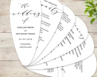 Petal Fan Wedding Program Printable Template DIY Fan Wedding Program with Petals "Wedding" Edit in WORD or PAGES