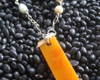 Bakelite Vintage Pendant-Sterling Silver Necklace