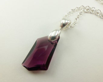 Amethyst Necklace February Birthstone Pendant Sterling Silver Purple Crystal Necklace