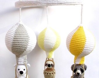 Hot air balloon baby mobile, travel theme nursery mobile, baby gift, baby shower gift