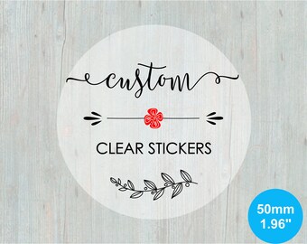 Clear Stickers - 50mm Circle (1.96 inches) Clear Labels for Product Labels, Wedding Stickers, Packaging Labels