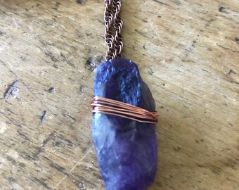 Raw Amethyst & Copper pendant