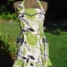 Adjustable Apron/ Women’s Apron/ Retro Shabby Chic Apron/ Lime Green Flowers, Paisleys, Black Leaves, Cream background, Canvas Fabric