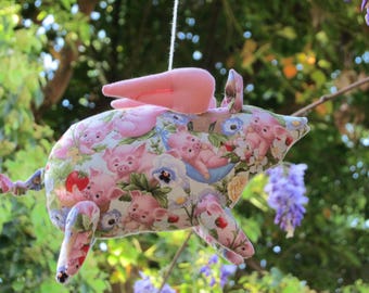 Plush pig cute toy Stuffed flying pig toy softie plushie piggy pink handmade soft toy child friendly gift for birthday get well & cheer up