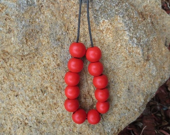 Bright Red Wooden Bead Necklace