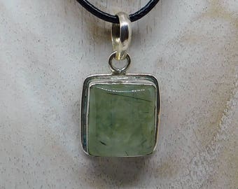 Sterling silver Prehnite pendant necklace