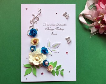 Handmade Personalised Birthday Card, Luxury Card, Greeting Card, Mum Wife Sister Daughter Auntie Wedding Card C140