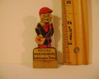Vintage Peters Weatherbird Shoes Cardboard Die Cut