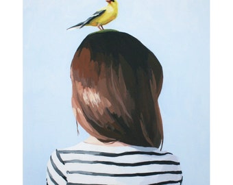 8x10" hair art - "Bird Head 8"