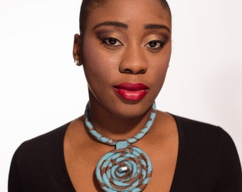 Necklace blue Brown and indigo African design