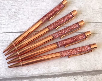Rose Gold Floating Glitter Filled Sparkle Foil Pen