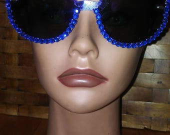 Blue bling cateye sunglasses