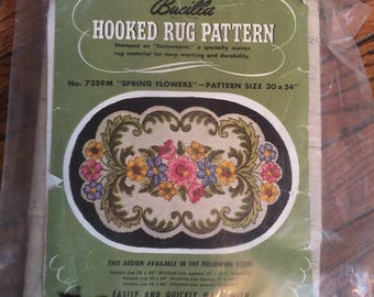 Bucilla Hooked Rug Pattern Spring Flowers 30" x 54"