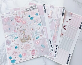 ROSE GOLD FOILED Flora and Fawna Kit 100+ Stickers(Sadie's Stickers for your Erin Condren Life Planner)