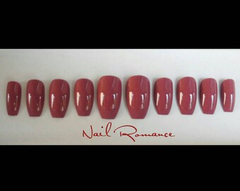 Mauve Short Coffin Nails / Mauve Coffin Nails / Short Nails / Press On Nails / Glue On Nails / Fake Nails