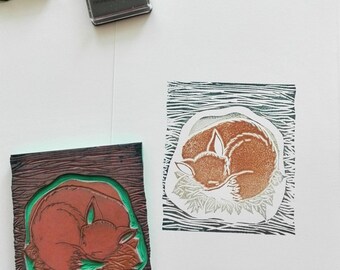 Fox rubber stamp for scrapbooking