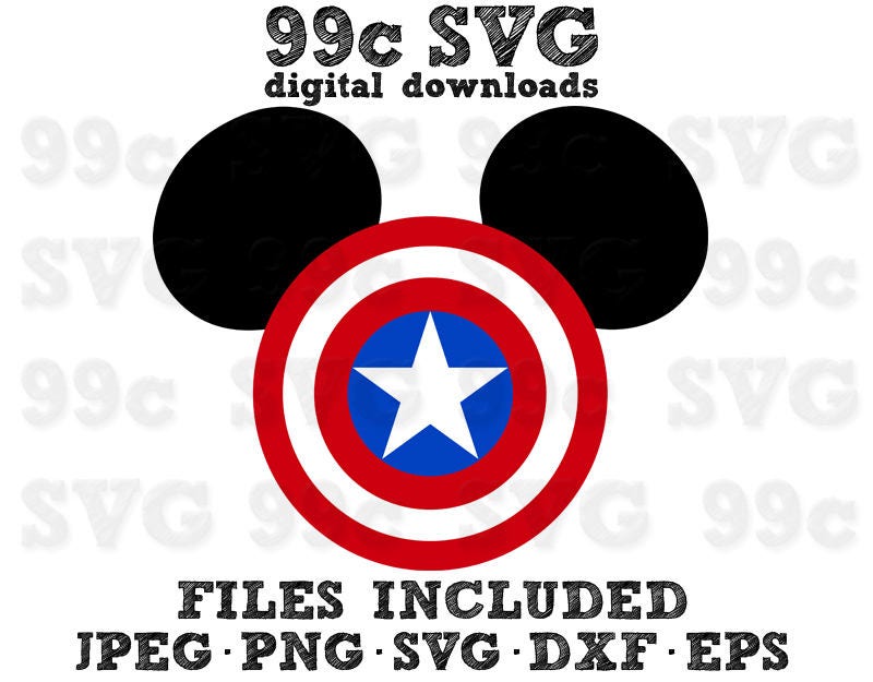 Captain America Shield Mickey Head SVG DXF Png Vector Cut File