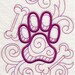 Dog Track - Machine Embroidered Quilt Block - Dark Brown thread