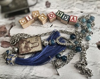 Gramophone Needles, Italian Necklace, Necklace Vintage, Locket Necklace, Vintage box, Altered Metal Jewelry, Metal box Jewelry, Gioconda