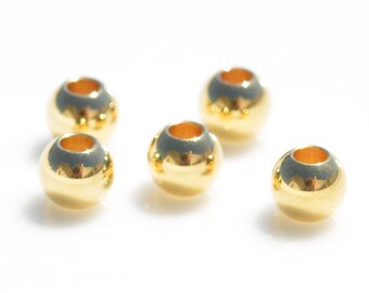 5 Stainless Steel 5mm Gold Plated Round Beads BD412