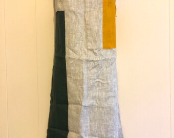 Color block Linen Sleeveless Shift Dress, Size M/L, Vintage (W)