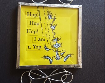 Dr Suess Christmas Tree Ornament; Teacher Gift; One Fish Two Fish Christmas Ornament; Upcycled Book Christmas Tree Ornament; Yellow Ornament