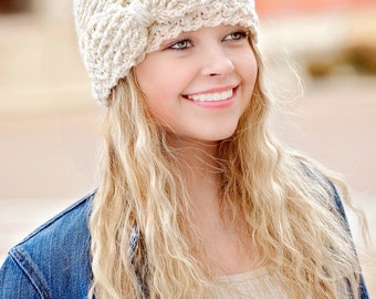 Crochet Pattern: Messy Bun Hat Or Regular Hat Crochet Pattern With Bow Pattern Sizes 12 mos Through Adult Katlyn Hat Pattern