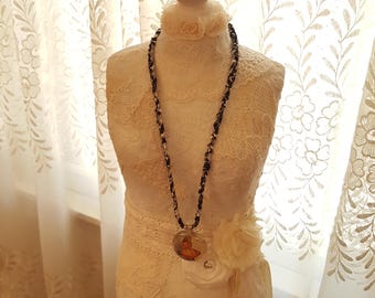 Vintage Halloween Necklace - Pumpkin Man