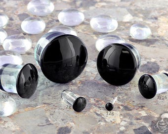 Single Flare Black Dome Plugs 12g, 10g, 8g, 6g, 4g, 2g, 1g, 0g, 9mm, 10mm, 7/16", 12mm, 9/16", 5/8", 18mm, 20mm, 7/8", 1"