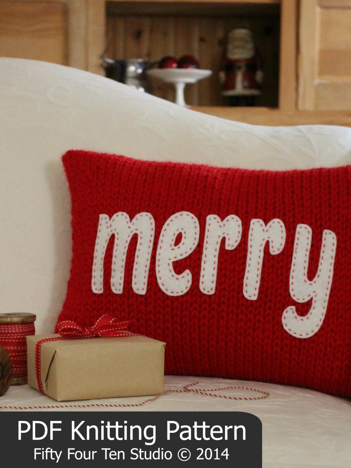 KNITTING PATTERN / Christmas Pillow / Merry / Cheers / Cushion
